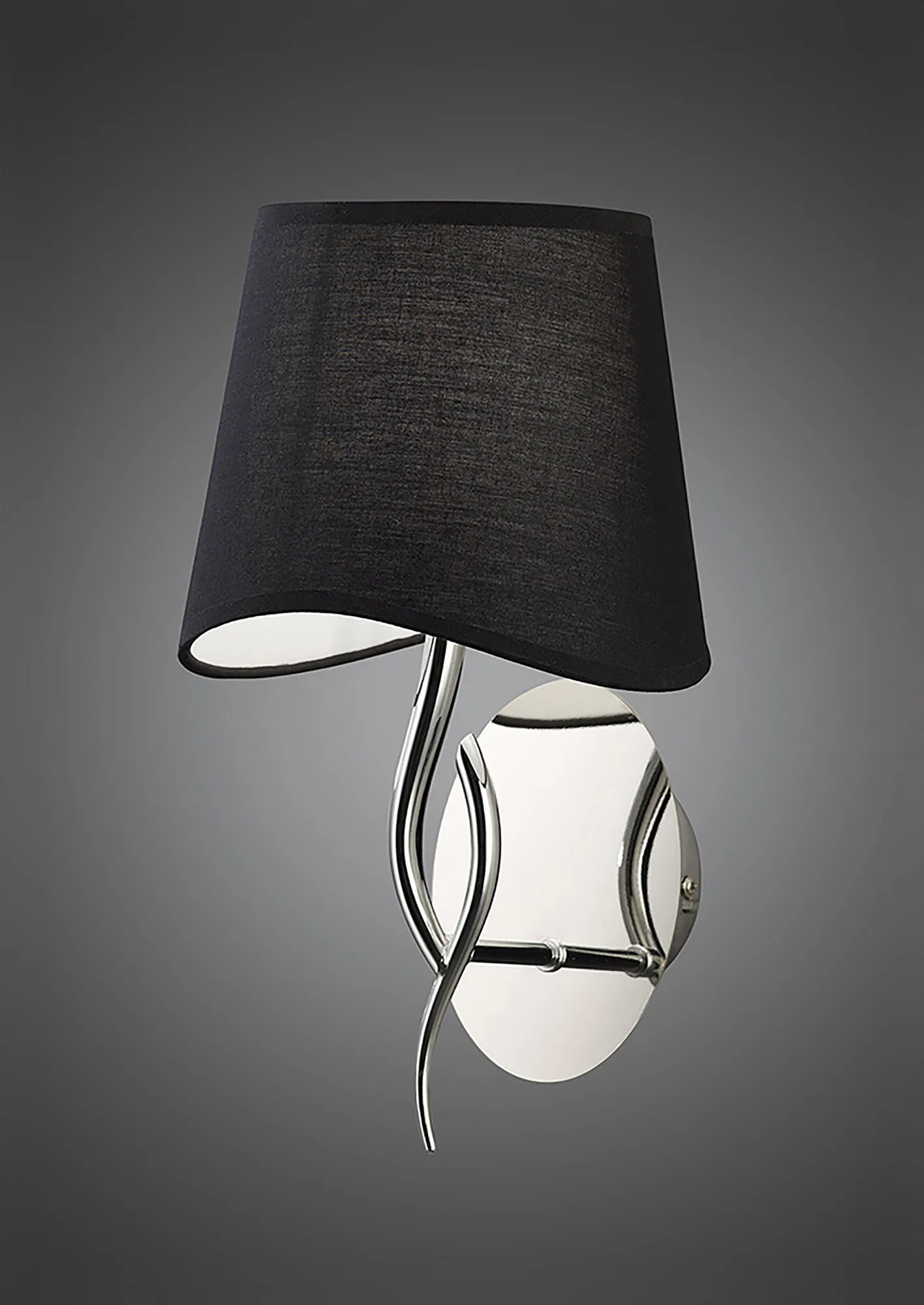 Ninette Polished Chrome-Black Wall Lights Mantra Armed Wall Lights
